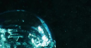 Mavi Baloncuklar Kara Arkaplan 'a Karşı Suda Yükseliyor