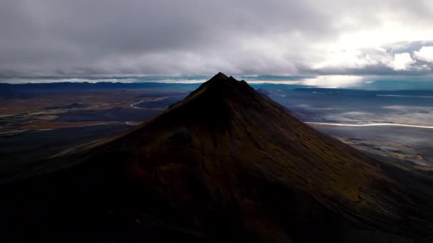 Drone Over Mountain Landscape Of Iceland — Stockvideo