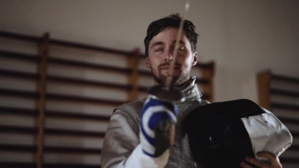 Fencer Hi-Fiving Opponent After Duel — Stockvideo