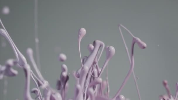 Vopsea roz și albastru care zboară în aer creând modele abstracte — Videoclip de stoc