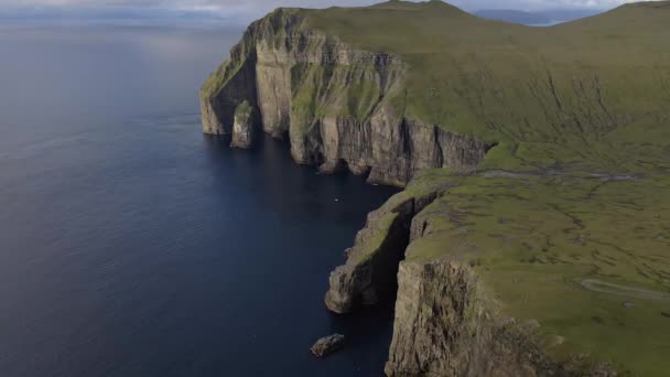 Drone Over the Coast with Asmundarstakkur Sea Stack — стокове відео