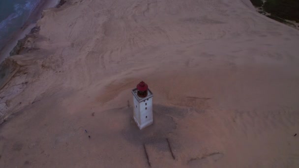 Drone Over Rubjerg Γυμνός Φάρος — Αρχείο Βίντεο