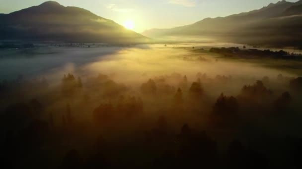 Drone Over Ethereal Misty Landscape Of Zell Am See, — Stock Video