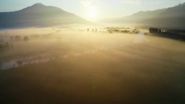 Zell Am 'in Ruhsal Bulanık Manzarasında İnsansız Hava Aracı Gün doğumunda Görün