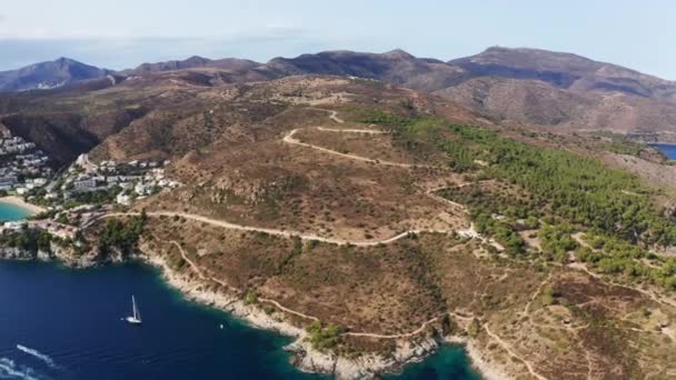 Drone Προς Cap De Creus Τοπίο — Αρχείο Βίντεο