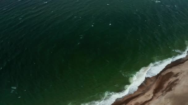 Drone Over Surf And Waves On Beach Coastline Of Jutland — Stock video