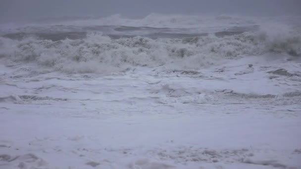 Μαύρη Άμμος Παραλία με συντριβή κύματα — Αρχείο Βίντεο