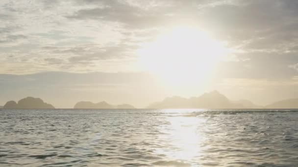Glowing Sunset Over Sea By Corong Corong Beach — Vídeos de Stock