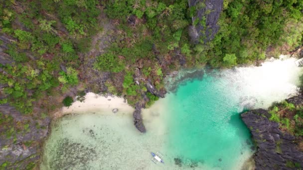 Drone Shot Of Limestone Rocks And Coastline — Stock Video