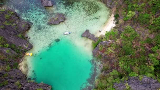 Drone Over Coastline Of Hidden Beach — Stock Video