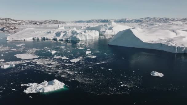 Ampio Volo Drone Sul Mare Ghiaccio Ilulissat Icefjord Patrimonio Dell — Video Stock