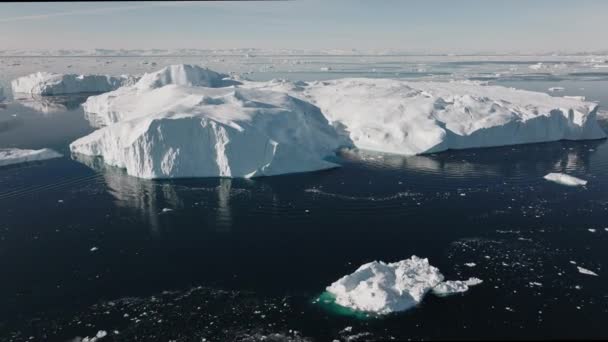 Szeroki Lot Dronem Nad Morzem Lodem Ilulissat Icefjord Unesco Światowe — Wideo stockowe