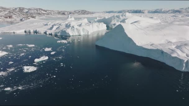 Szeroki Lot Dronem Nad Morzem Lodem Ilulissat Icefjord Unesco Światowe — Wideo stockowe