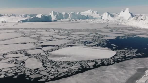 Brede Drone Vlucht Zee Ijs Van Ilulissat Icefjord Unesco World — Stockvideo