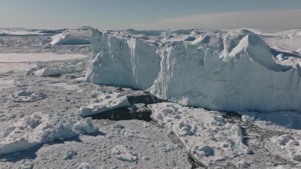 Großer Drohnenflug Über Meer Und Eis Des Ilulissat Eisfjords Unesco — Stockvideo