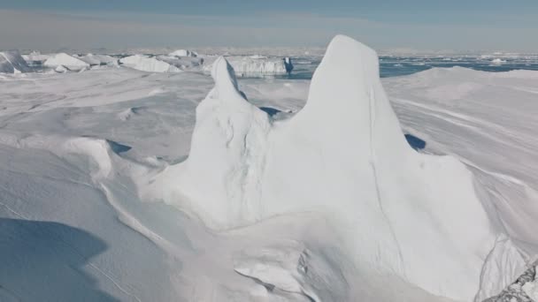 Wide Drone Flight Sea Ice Ilulissat Icefjord Unescos Världsarv Grönland — Stockvideo