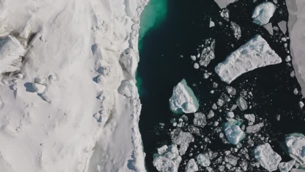 Grande Volo Aereo Del Drone Sopra Mare Ghiaccio Ilulissat Icefjord — Video Stock