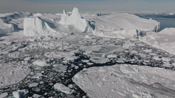 Brede Drone Vlucht Zee Ijs Van Ilulissat Icefjord Unesco World — Stockvideo