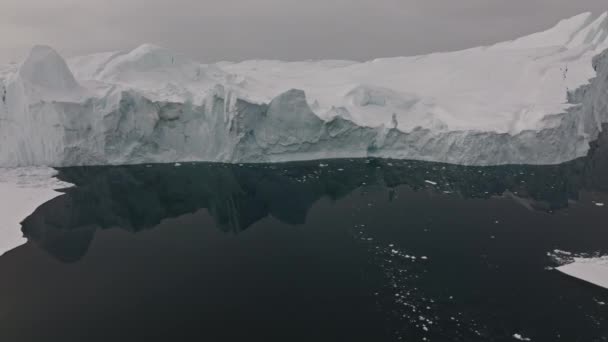 Wide Drone Flight Sea Ice Ilulissat Icefjord Unesco World Heritage — Stock video