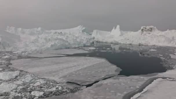 Brede Drone Vlucht Zee Ijs Van Ilulissat Icefjord Unesco World — Stockvideo