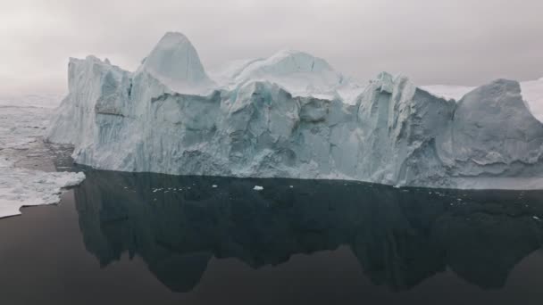 Wide Drone Flight Sea Ice Ilulissat Icefjord Unesco World Heritage — Stock Video