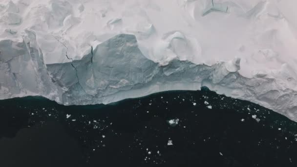 Volo Aereo Aereo Drone Largo Sopra Mare Ghiaccio Ilulissat Icefjord — Video Stock