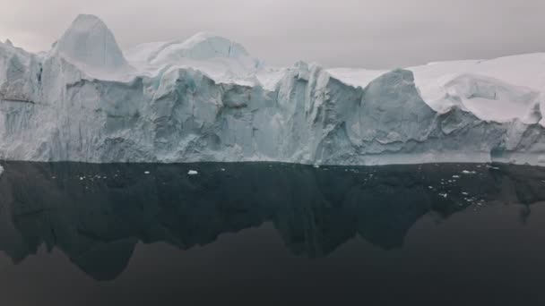 Wide Drone Flight Sea Ice Coastline Ilulissat Icefjord Unesco World — стоковое видео