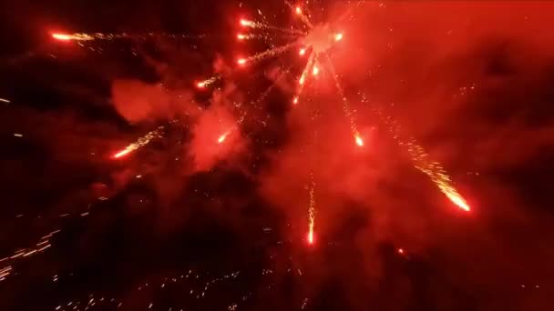 Aerial Fpv Drone Shot Epic Breathtaking View Multicolored Fireworks Display — Stock video