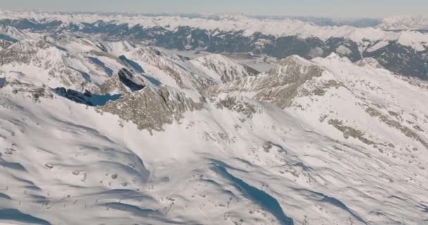 Wide Drone Flight Winter Arcing Kitzsteinhorn Mountain High Tauern Tartomány — Stock videók
