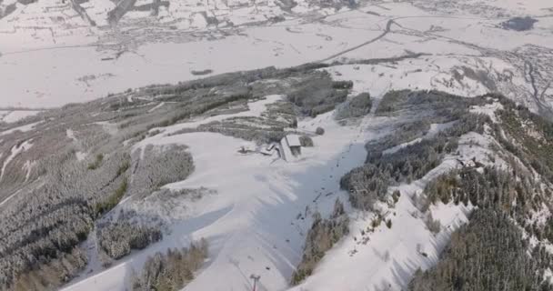 Wide Drone Flight Winter Kitzsteinhorn Mountain Ski Slope High Tauern — стокове відео