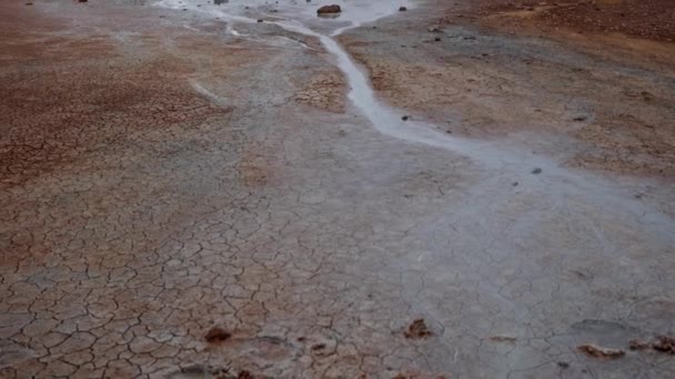 Impresionante Paisaje Panorámico Namafjall Hverir Geothermal Área Cerca Del Lago — Vídeos de Stock