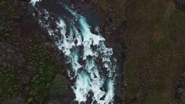 Luchtfoto Van Fossa Rivier Stroom Cascades Landmannalaugar Valley Buurt Van — Stockvideo