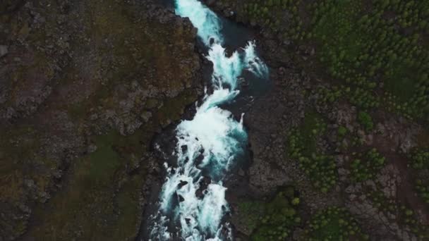 Luchtfoto Van Fossa Rivier Stroom Cascades Landmannalaugar Valley Buurt Van — Stockvideo