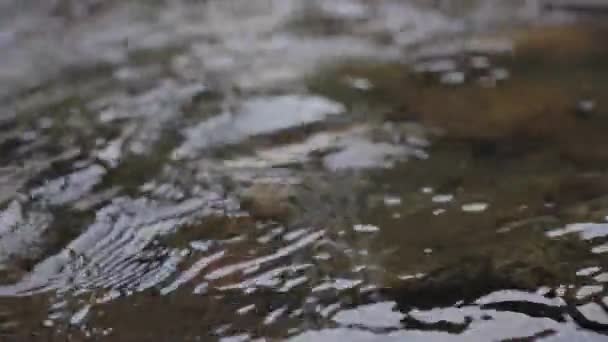 Κοντινό Πλάνο Της Επιφάνειας Του Ποταμού Κοντά Στον Καταρράκτη Svartifos — Αρχείο Βίντεο