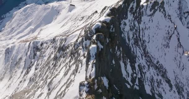 Vôo Zangão Largo Inverno Sobre Kitzsteinhorn Mountain Peaks High Tauern — Vídeo de Stock
