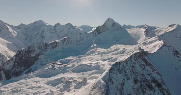 Wide Drone Majestic Kitzsteinhorn Mountain Peaks High Tauern Range Central — стокове відео