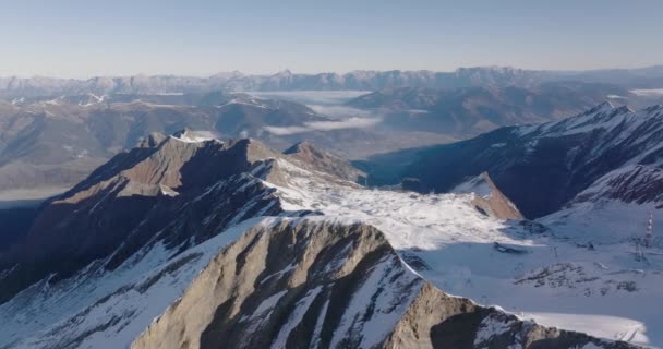 Wide Drone Arcing Majestic Kitzsteinhorn Mountain Peaks High Tauern Range — стокове відео