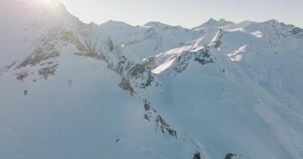 Szeroki Dron Nad Majestic Kitzsteinhorn Mountain Peaks Wysokie Pasmo Górskie — Wideo stockowe