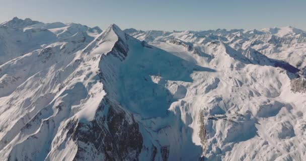 Bred Drönare Över Majestätiska Kitzsteinhorn Bergstoppar High Tauern Range Centrala — Stockvideo