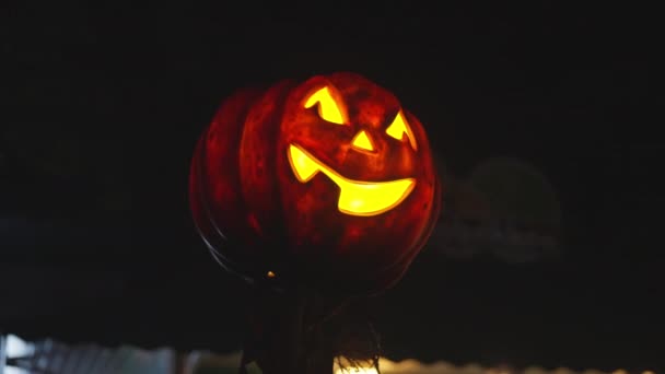 Halloween Pumpkin Lantern Amusement Park Glowing Night Halloween Decoration Mystery — Stock Video