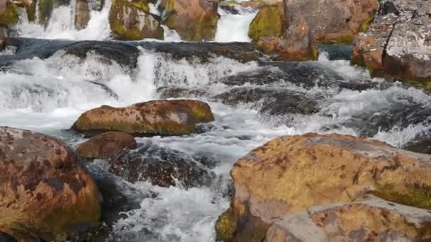 Řeka Kaskády Dynjandi Falls Westfjordy Island Nádherná Příroda Voda Rychle — Stock video