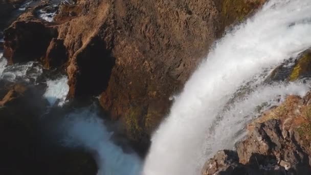 Falling Water One Cascades Dynjandi Falls Fiordy Zachodnie Islandia Spektakularna — Wideo stockowe