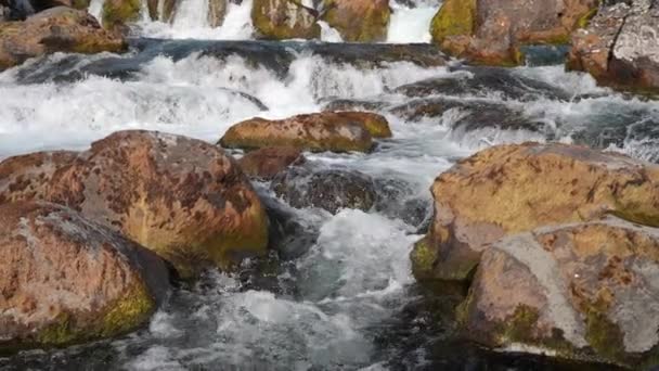 Rzeka Kaskady Wodospadów Dynjandi Fiordy Zachodnie Islandia Spektakularna Natura Woda — Wideo stockowe