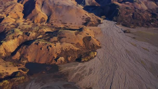 Vue Aérienne Une Majestueuse Crête Montagne Avec Glaciers Islande Paysage — Video