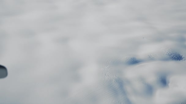 Wide High Angle View Plane Shot Snow Ice Covered Greenland — Vídeos de Stock