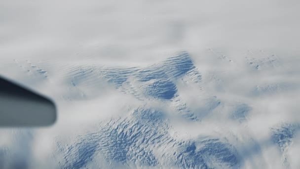 Wide High Angle View Plane Shot Snow Ice Covered Greenland — Wideo stockowe