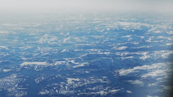 Wide High Angle Shot Greenland Blue Sea Frozen Landscape — Stock video