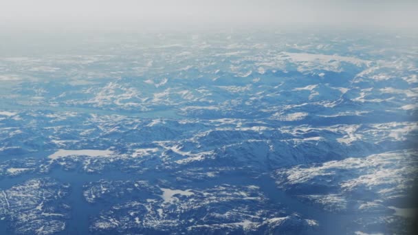 Wide High Angle Shot Greenland Blue Sea Frozen Landscape — Stockvideo