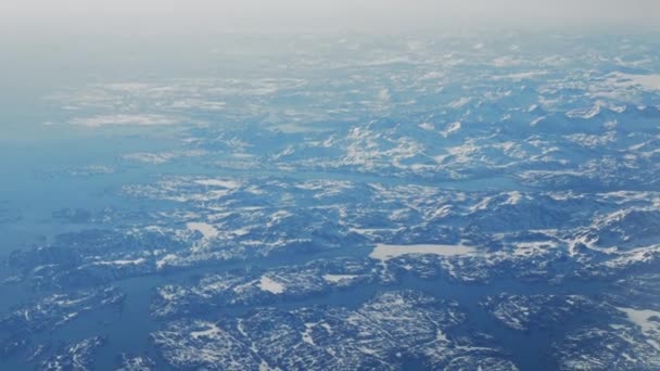 Wide High Angle Shot Greenland Blue Sea Frozen Landscape — Stockvideo