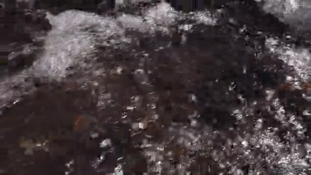 Fast Flowing River Stream Water Splashes Sunny Day Slow Motion — Stock video